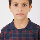חולצת משבצות עם צווארון - נייבי