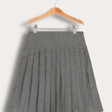 חצאית קפלים בד סריג - אפור