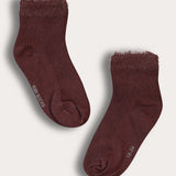 גרבי קרסול בגימור פרוותי - בורדו