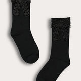 גרבי ברך עם סרט  - שחור