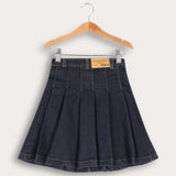 חצאית ג'ינס קפלים - נייבי