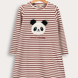 כותנת פסים פנדה - בורדו