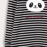 סט פיג'מת פסים פנדה - שחור
