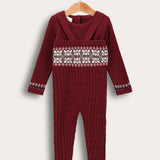 סט סרבל ובגד גוף - בורדו