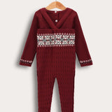 סט סרבל ובגד גוף - בורדו