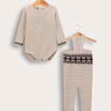 סט סרבל ובגד גוף - אבן