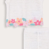 Crochet Baby Flower Set - Beige