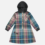 שמלת משבצות עם קפוצ'ון - צבעוני