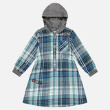 שמלת משבצות עם קפוצ'ון - מנטה