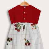 אוברול משבצות בשילוב סריג - אדום