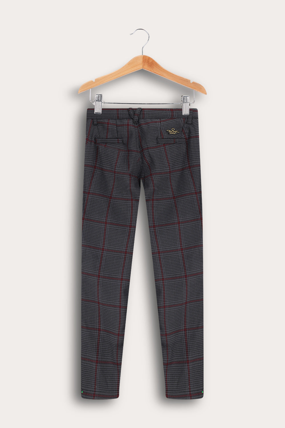 מכנסי משבצות ארוכים - אפור