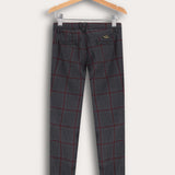 מכנסי משבצות ארוכים - אפור