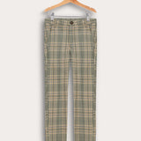 מכנסי משבצות ארוכים - ירוק