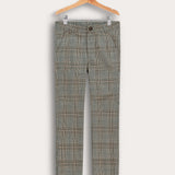 מכנסי משבצות ארוכים - אפור