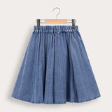 Fleece denim midi skirt - brown