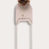 כובע אוזניים עם פונפון - בז'