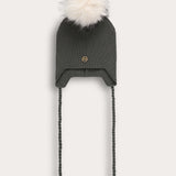 כובע אוזניים עם פונפון - זית