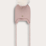 כובע אוזניים עם פונפון - ורוד