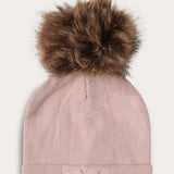 Logo hat with fur pompon - pink
