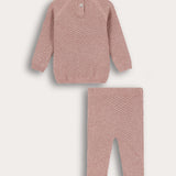 סט בייבי סריג - ורוד