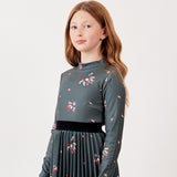 חולצת חצי גולף פרחונית - ירוק