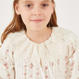 שמלה עם צווארון תחרה - ורוד