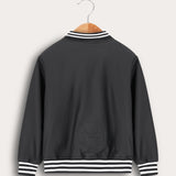 ז'קט בומבר סיומת ריב - שחור