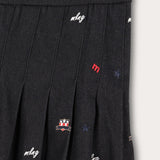 חצאית קפלים מדוגמת - שחור ג'ינס