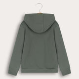 French hoodie with fur - olive