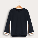 Boys' French Shirt with Side Ribbon - Navy