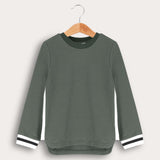 Boys' French Shirt with Side Ribbon - Dark Green