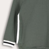 Boys' French Shirt with Side Ribbon - Dark Green