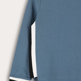 חולצת פוטר בסיומת פסים - כחול