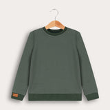Boys' French Rib T-Shirt with Text - Dark Green