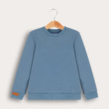Boys' French Ribbed Shirt with Text - TEAL