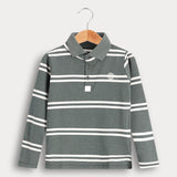 חולצת פולו פסים - ירוק