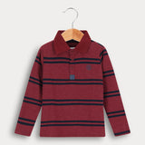 חולצת פולו פסים - בורדו