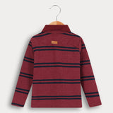 חולצת פולו פסים - בורדו