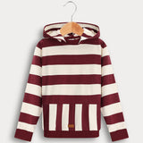 חולצת פסים עם קפוצ'ון - בורדו