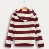 חולצת פסים עם קפוצ'ון - בורדו