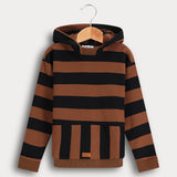 חולצת פסים עם קפוצ'ון - קאמל