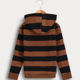 חולצת פסים עם קפוצ'ון - קאמל