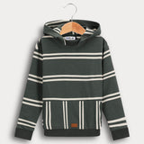 חולצת פסים עם קפוצ'ון - ירוק