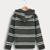 חולצת פסים עם קפוצ'ון - ירוק