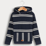 חולצת פסים עם קפוצ'ון - נייבי