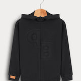 חולצת קפוצ'ון סיומת ריב - שחור