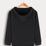 חולצת קפוצ'ון סיומת ריב - שחור