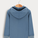 חולצת קפוצ'ון סיומת ריב - כחול