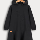 שמלת קפוצ'ון צווארון ריב - שחור