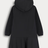 שמלת קפוצ'ון צווארון ריב - שחור